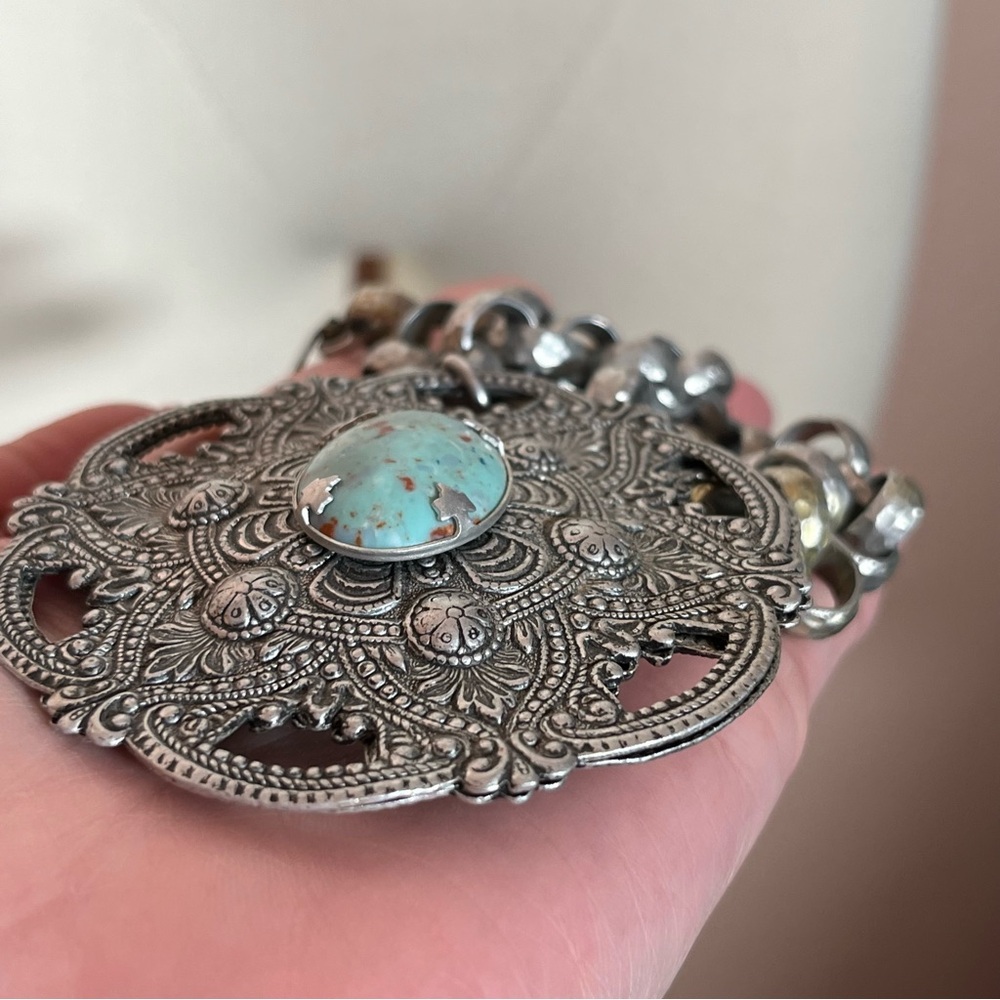 Vintage Antique Art deco Victorian Festival Silver Goth Medieval Goth necklace - Picture 15 of 16